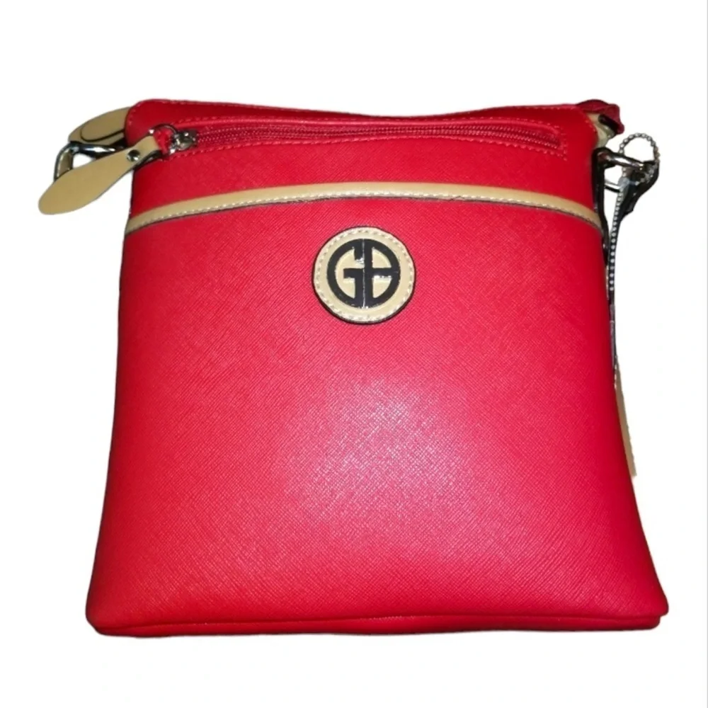 Giani Bernini Red Pebble Leather Saffiano Crossbody Purse - Picture 3 of 5